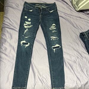 American Eagle Outfitters Women's Ripped Blue Skinny Jeans